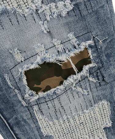 楽天市場】【GLIMCLAP(グリムクラップ)】Distressed denim pants
