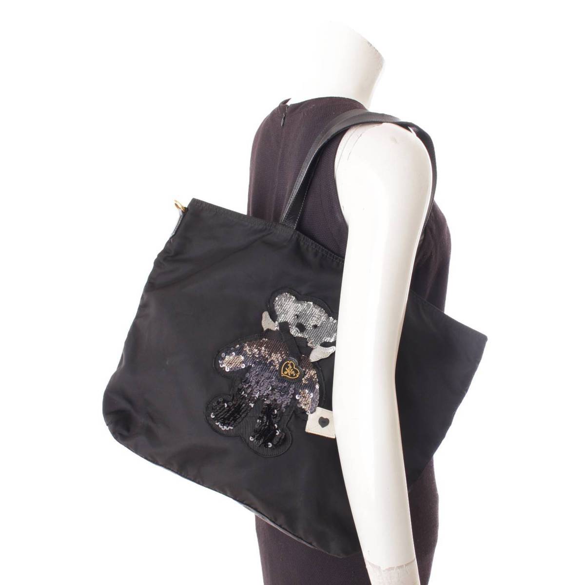 楽天市場】【プラダ】Prada スパンコール ベア ナイロン トートバッグ