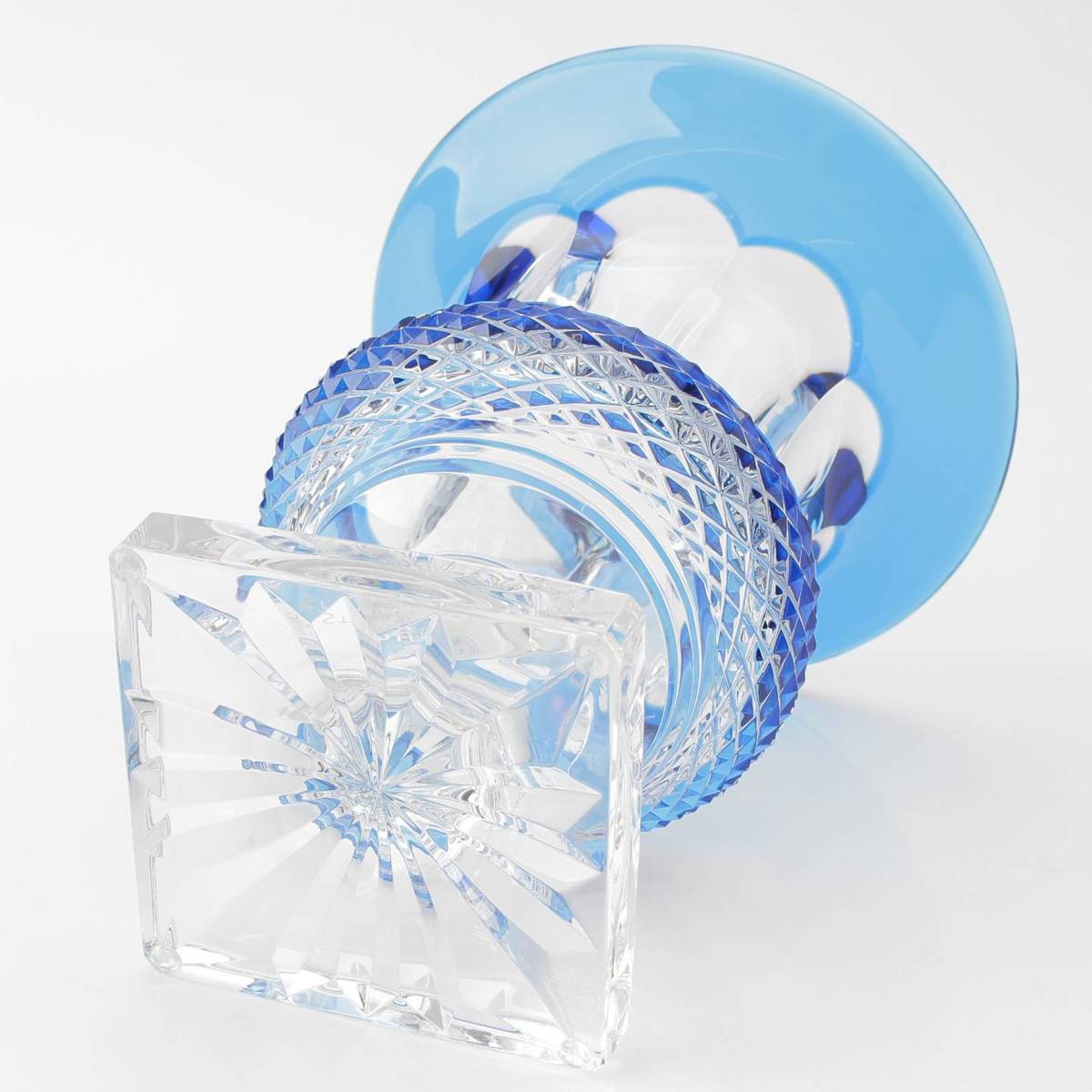 希少品】サンルイ ヴェルサイユ 花瓶 フラワーベース 青被せ ガラス