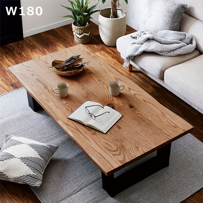 楽天市場】一枚板風 ローテーブル 無垢 大きめ 幅180cm 180x86 座卓