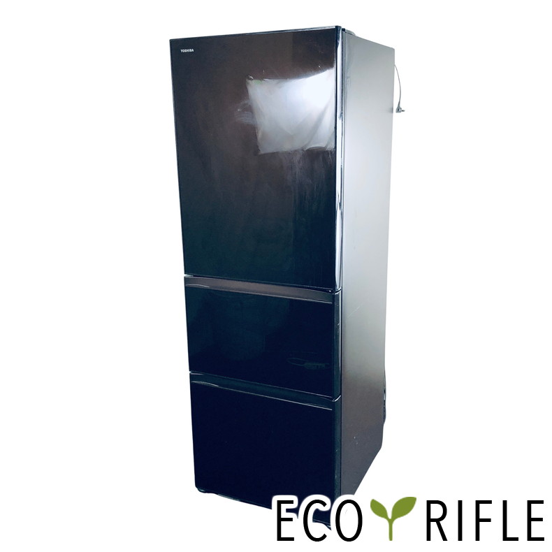 東芝 3ドア 冷蔵庫 2017年製 363L クリアブラウン gr-h38sxv 中古家電