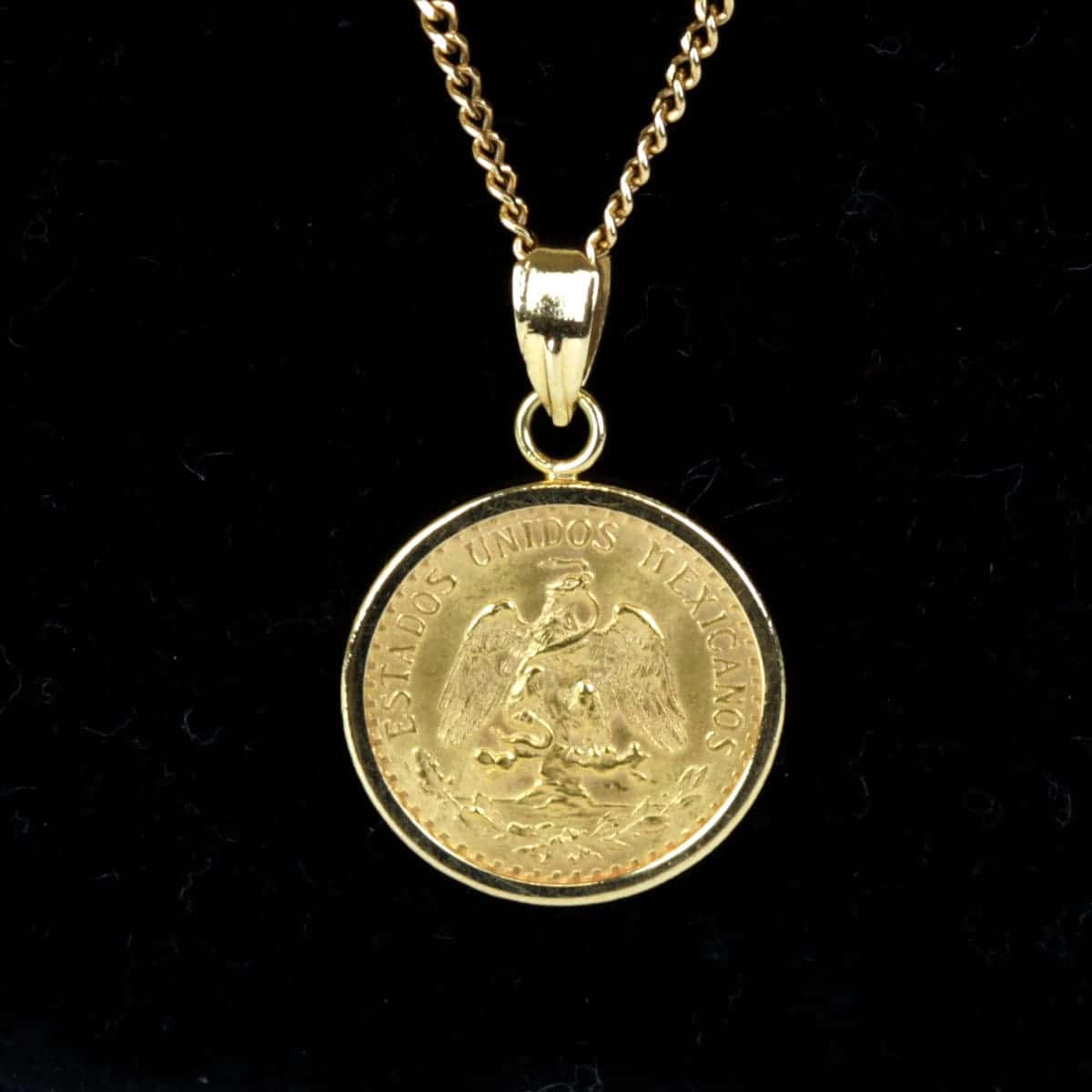 1945年 メキシコ DOS PESOS 公式 金貨 ネックレス K18 ♡希少