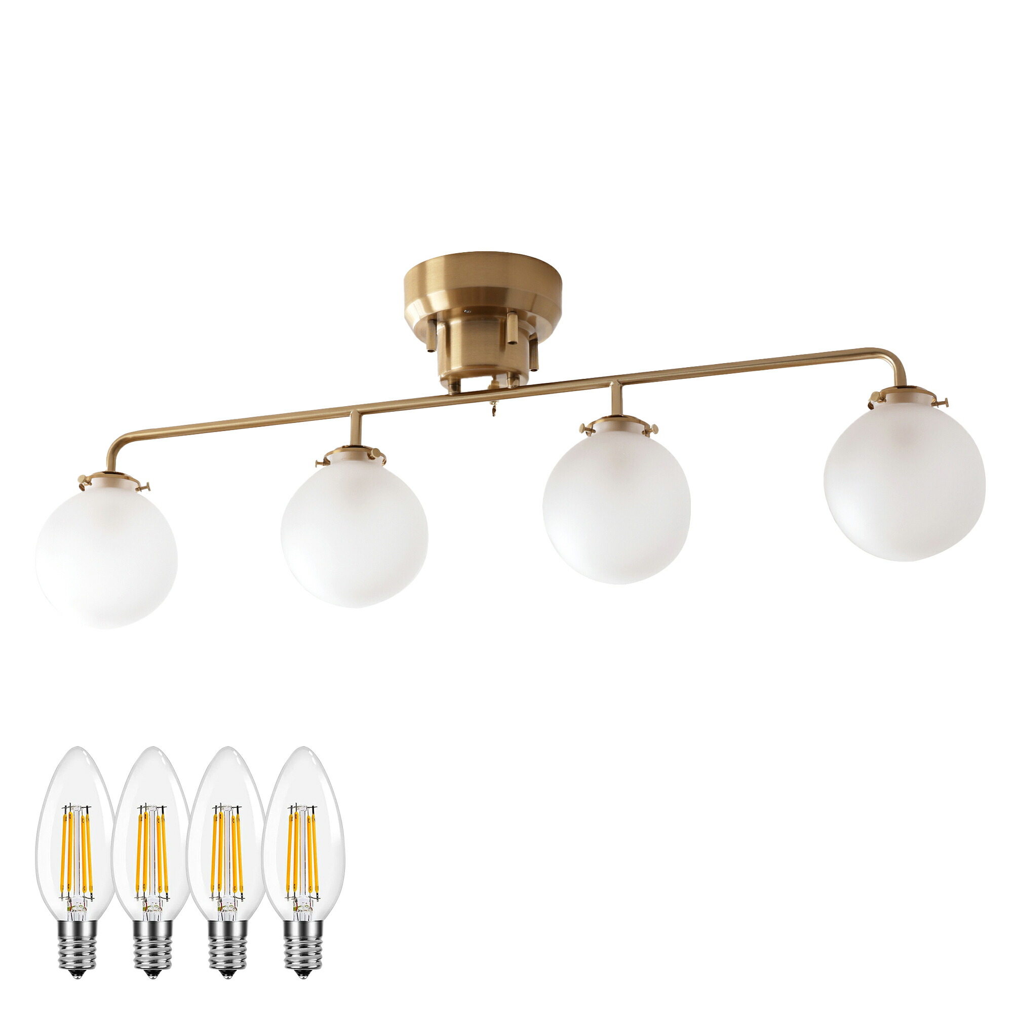 楽天市場】シーリングライト ゴールドフレーム ガラス 4灯 リモコン