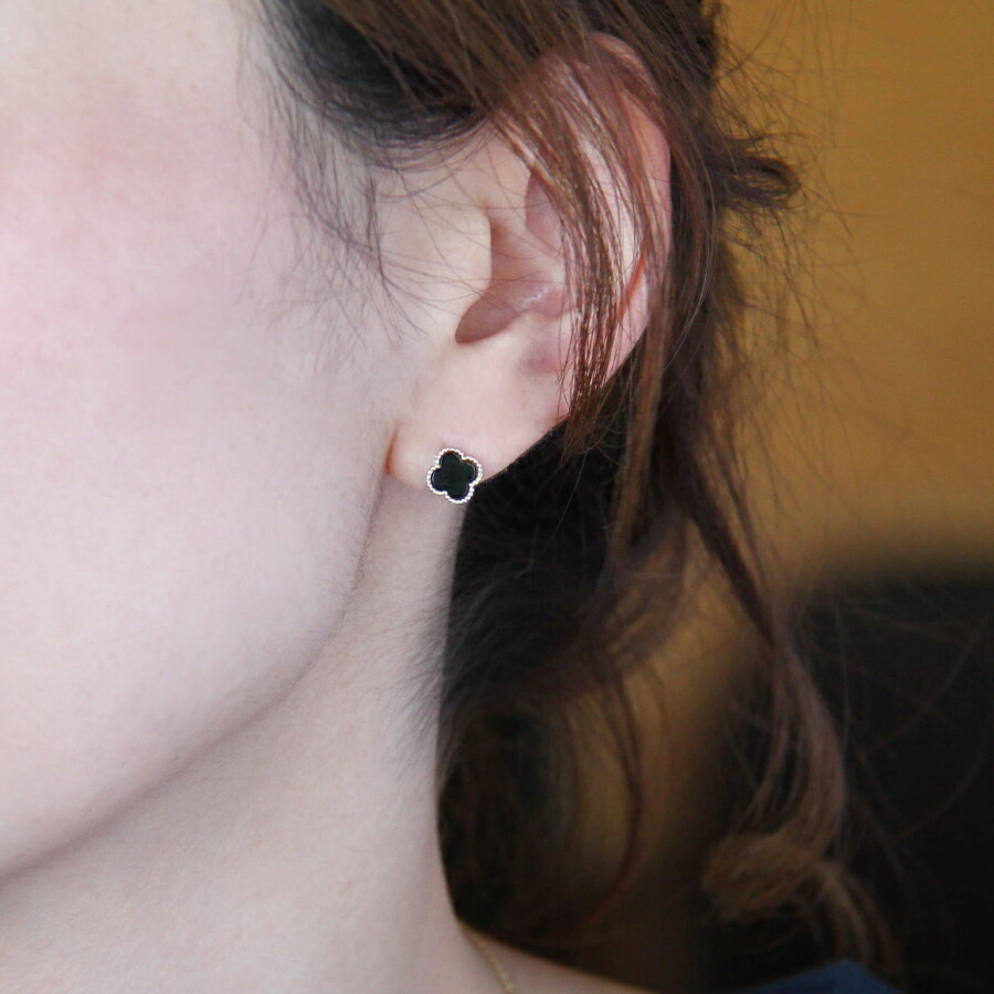 楽天市場】ピアス ゴールド pierce K10ゴールド オニキス フラワー