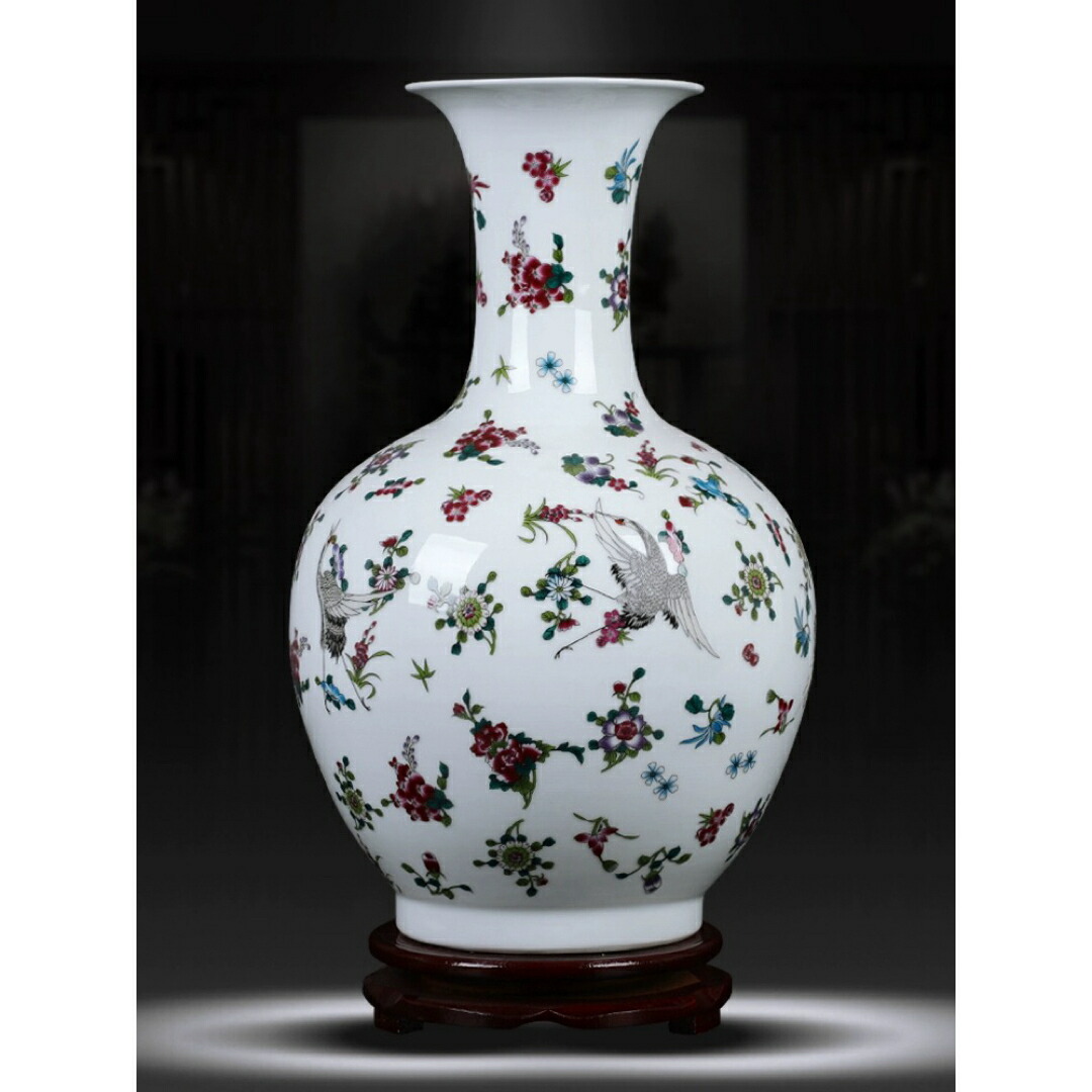 結晶花瓶 中国景徳鎮製 四文字篆書落款 結晶花瓶 中国景徳鎮製 四文字