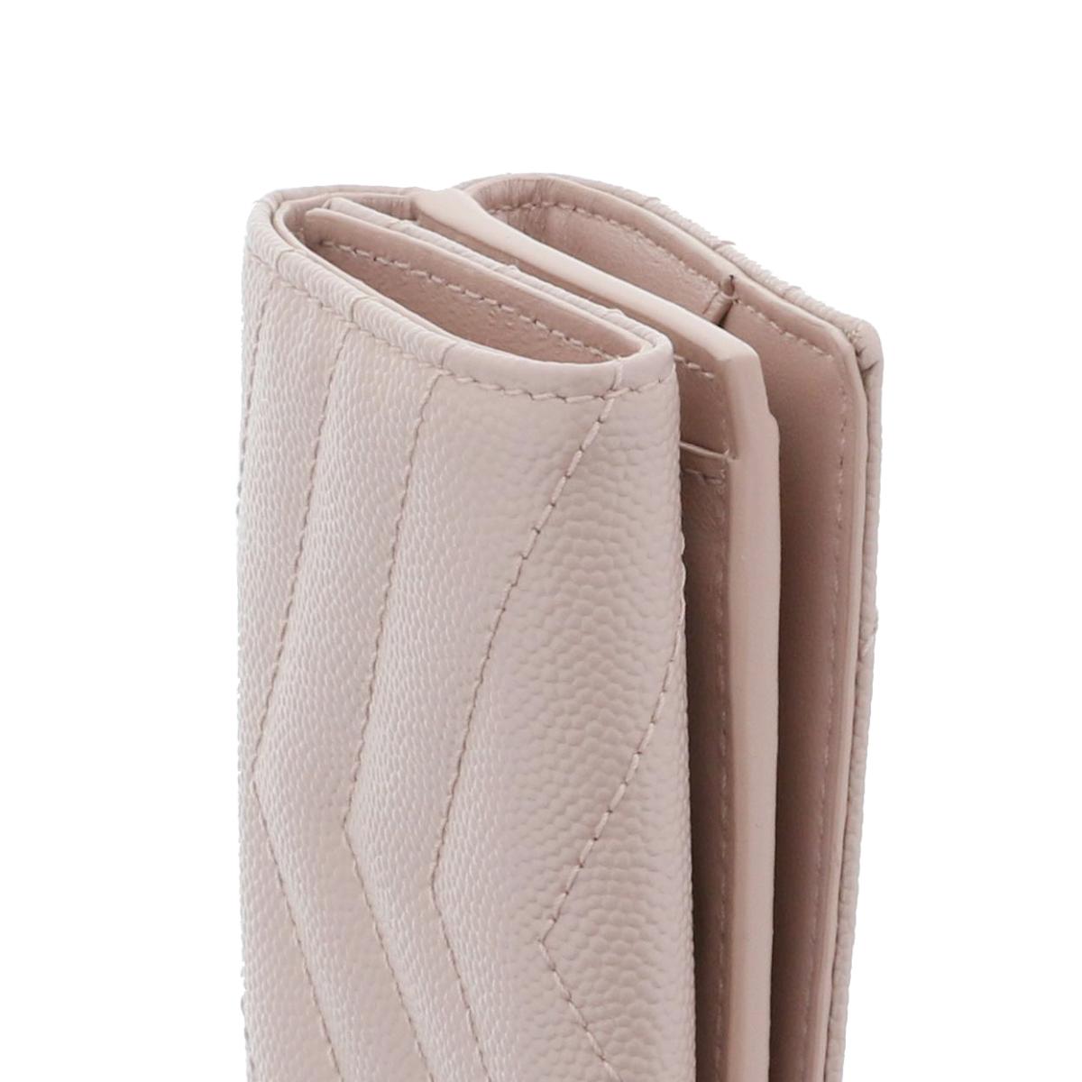 イヴ・サンローラン YSL ベージュ キルティング 二つ折り財布