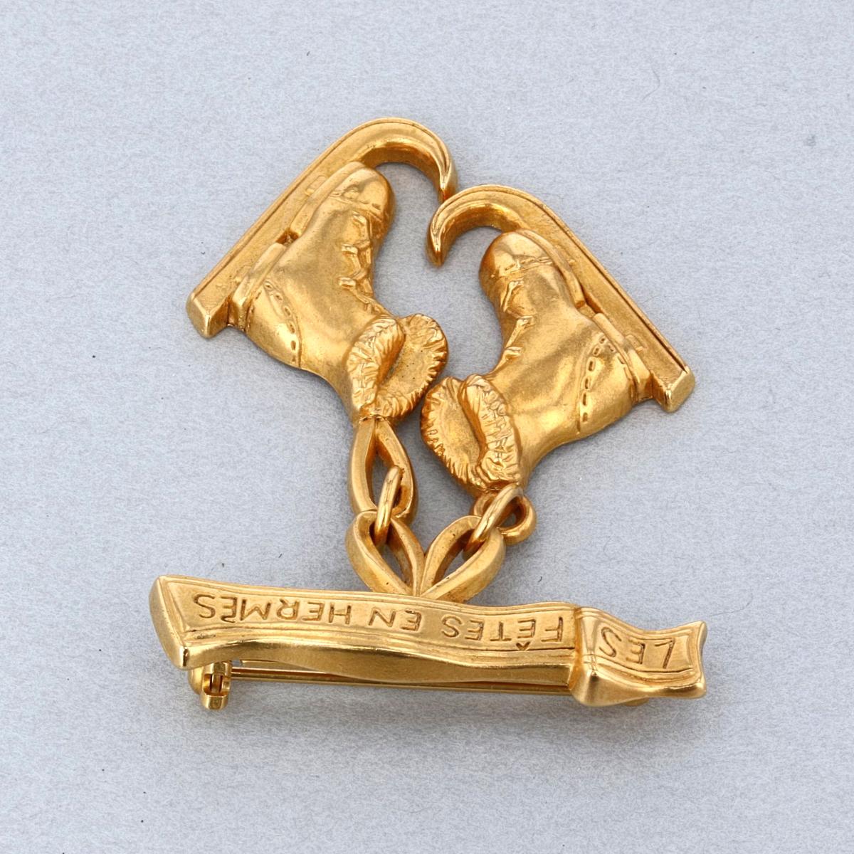 HERMES エルメス スケートシューズ ブローチ ヴィンテージゴールド