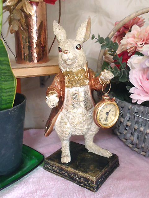 激レア☆不思議の国のアリス 白うさぎ 兎 置き時計 ビッグフィギュア