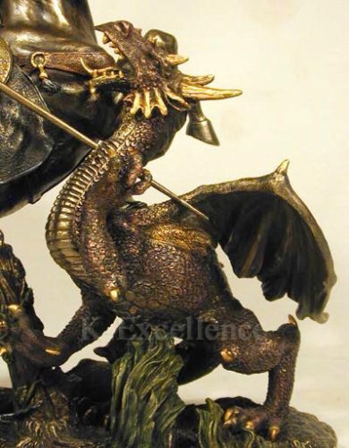 楽天市場】ドラゴンを退治する 聖ゲオルギオス ブロンズ風彫像 彫刻