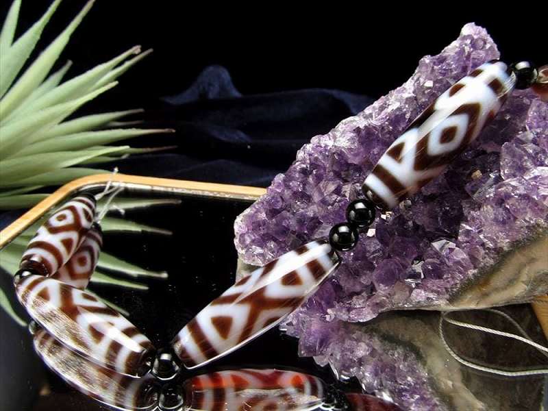 051 天珠 楕円形 水紋天珠 dzibeads！ Yahoo!オークション - 水紋天珠