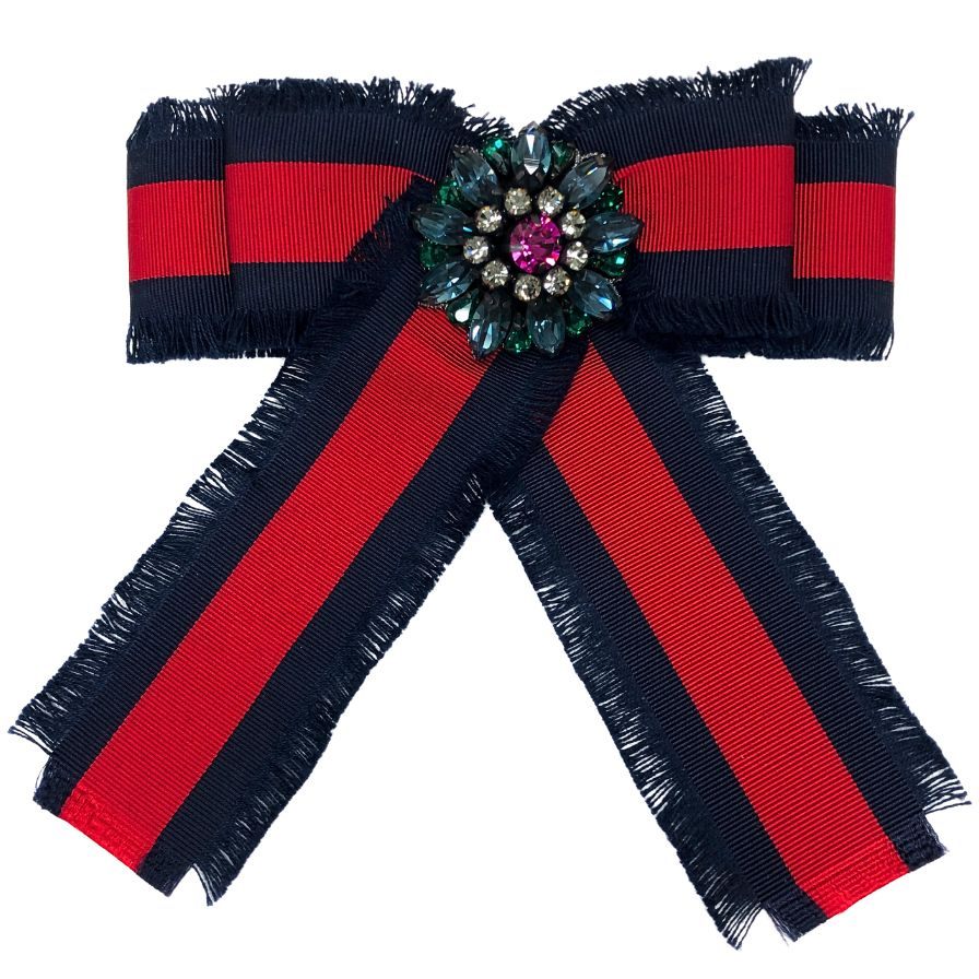 GUCCI グログラン リボンブローチ Beeロゴ ブラック 箱付き GUCCI