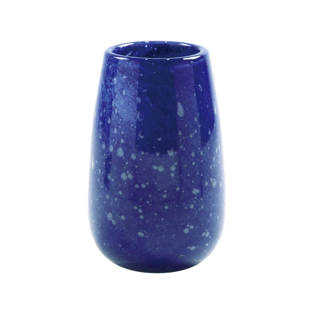 オーダーメイド 青いガラス 花瓶 流線型デザイン 【公式通販】