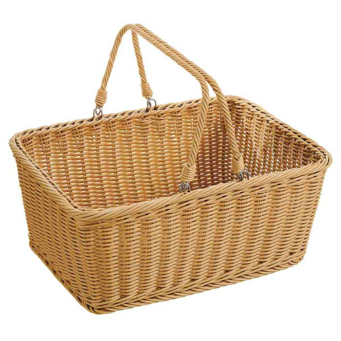 楽天市場】PP製バスケット ナチュラル 1個取っ手付きのPP製バスケット