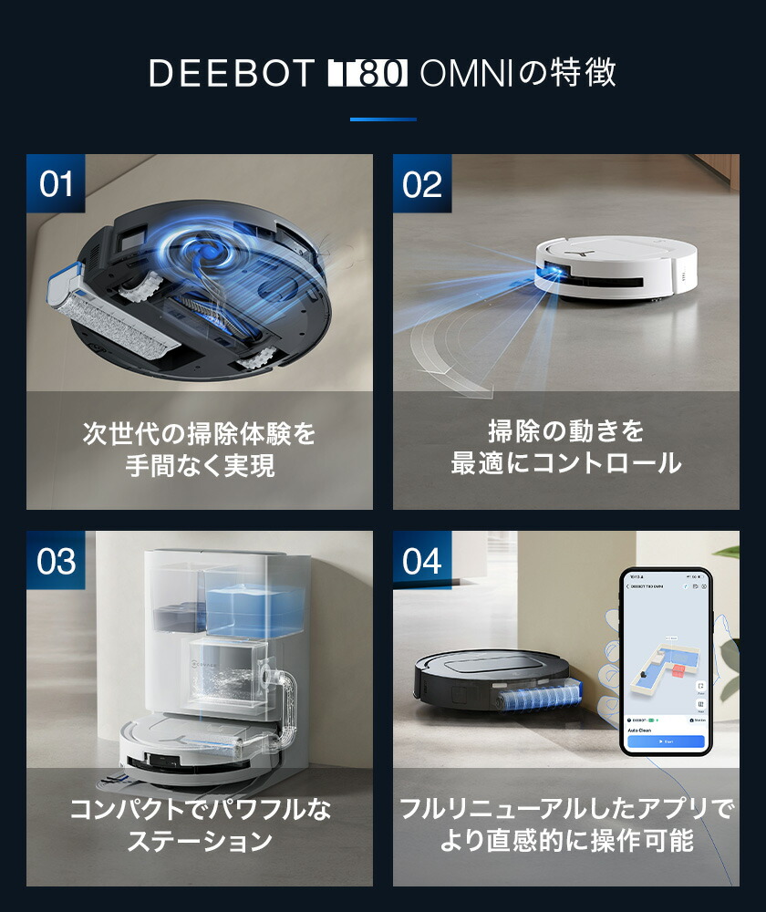 楽天市場】ロボット掃除機 DEEBOT T80 OMNI エコバックス 公式 ECOVACS