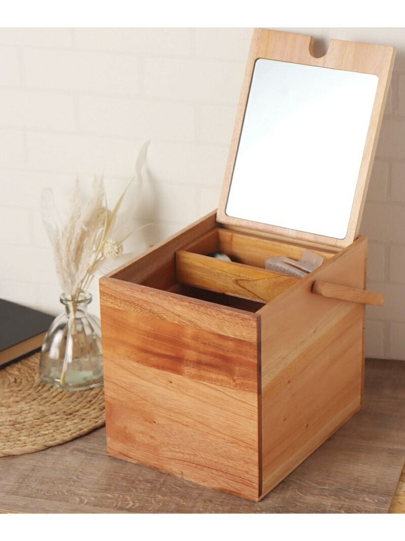 スタジオクリップメイクボックス収納棚木製インテリアミラーキャスター付
