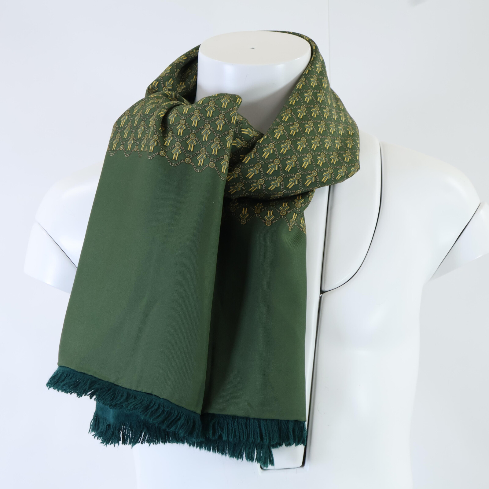 HERMES エルメス 【美品】総柄 シルクxアンゴラ リバーシブル