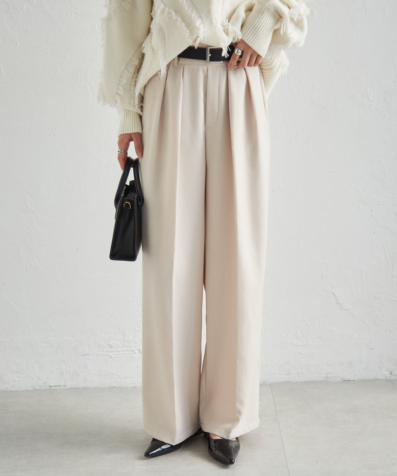 Ranan｜Ranan/(W)ウーリッシュポリ2タックワイドパンツ | Rakuten