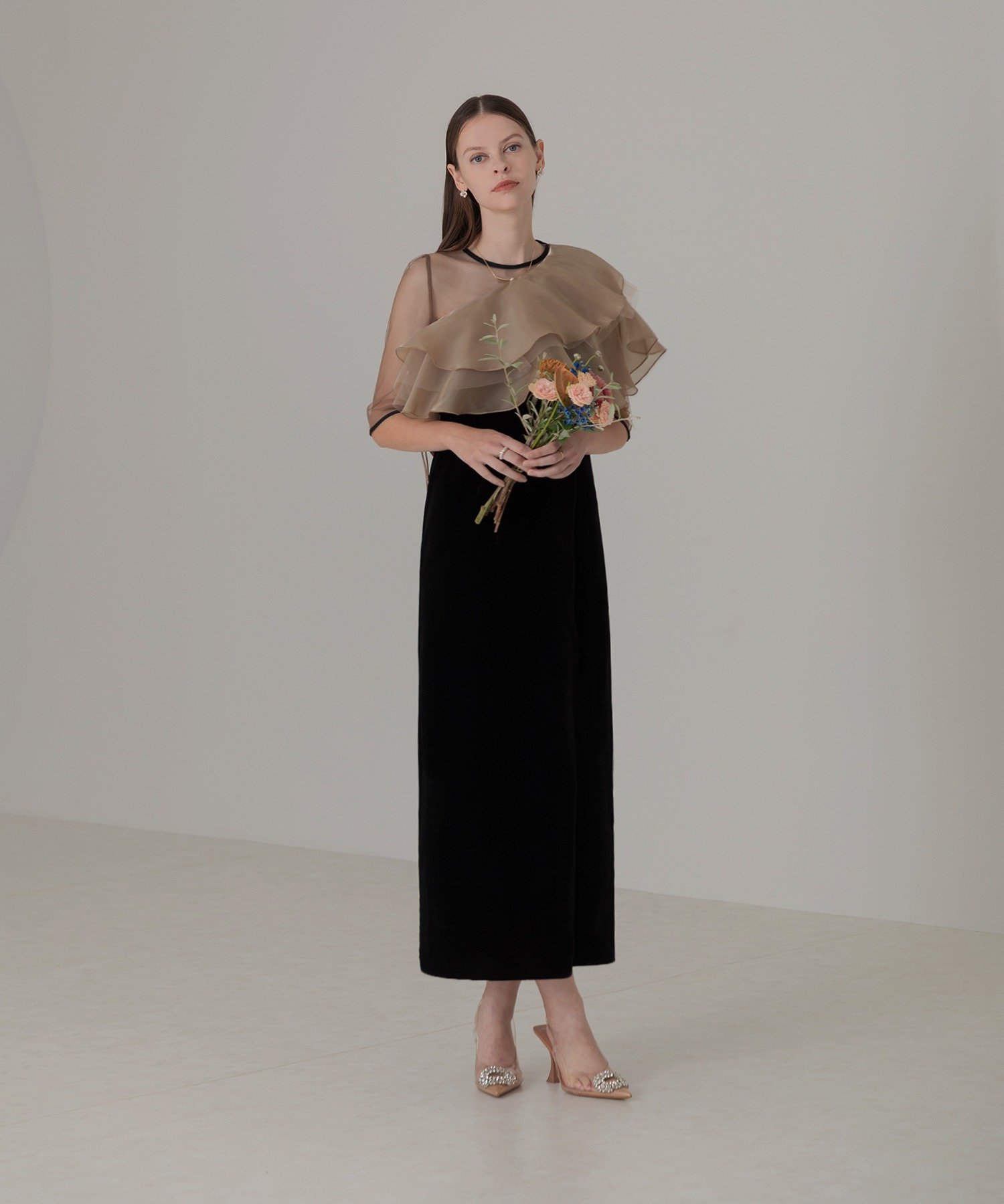 Leja｜LEJA-アシンメトリーティアードフリル3WAYベロアIライン