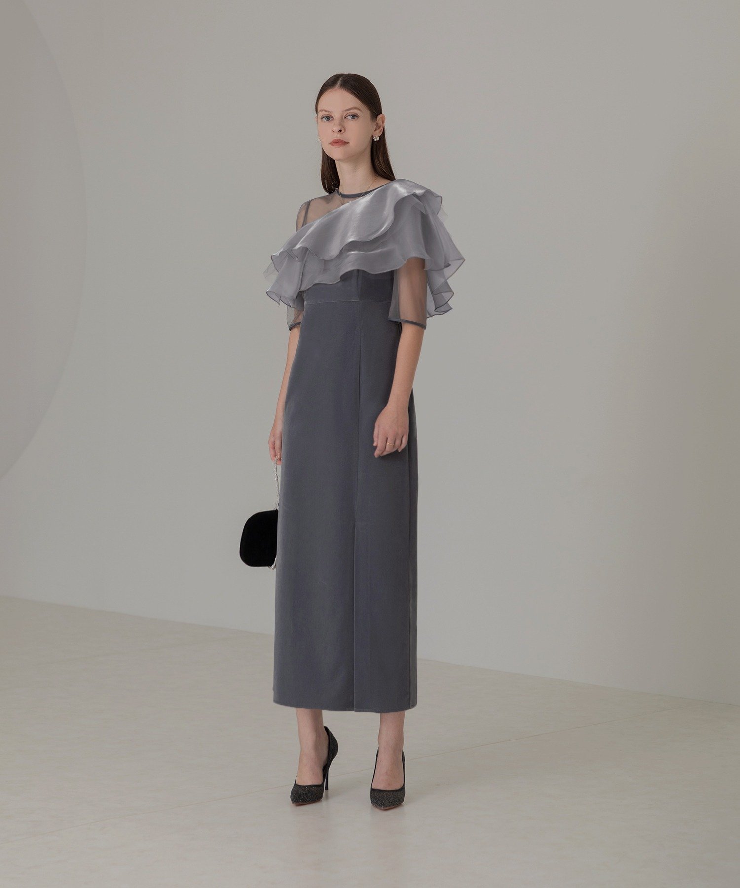 Leja｜LEJA-アシンメトリーティアードフリル3WAYベロアIライン