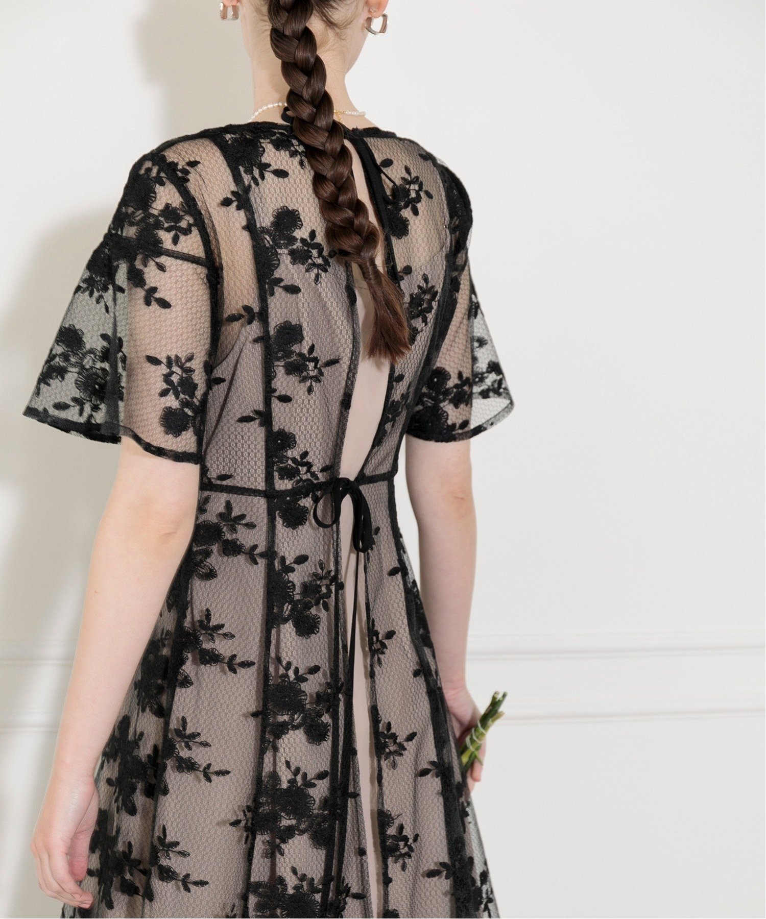 Leja｜LEJA-花柄後ろリボン半袖キャミワンピースセットアップドレス