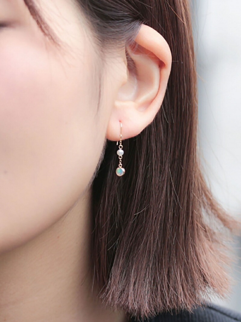 cui-cui｜オパール / パール フック ピアス | K10YG | Rakuten Fashion
