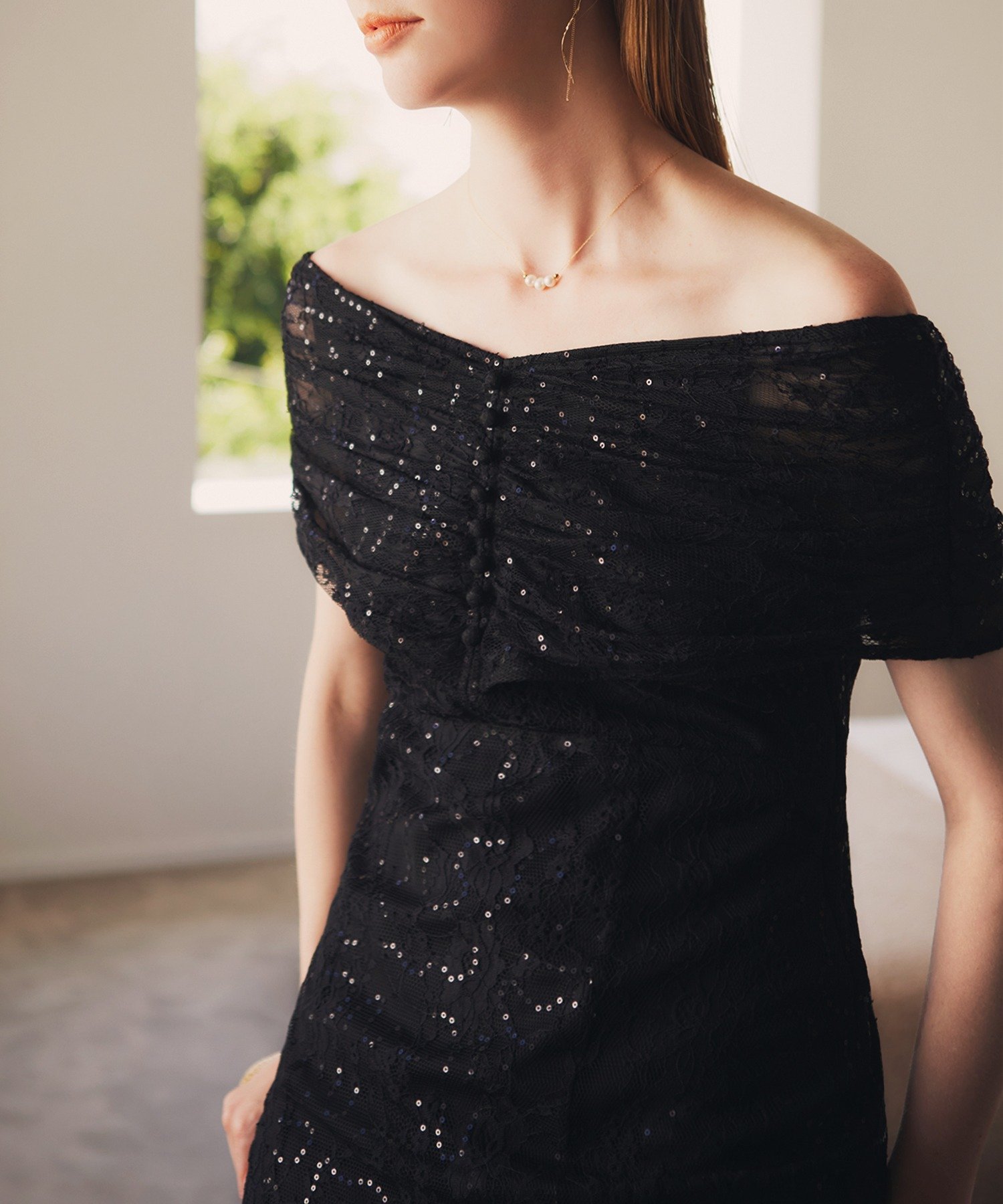 Leja｜LEJA-2WAYレース花柄オフショルダーマーメイドロングワンピース