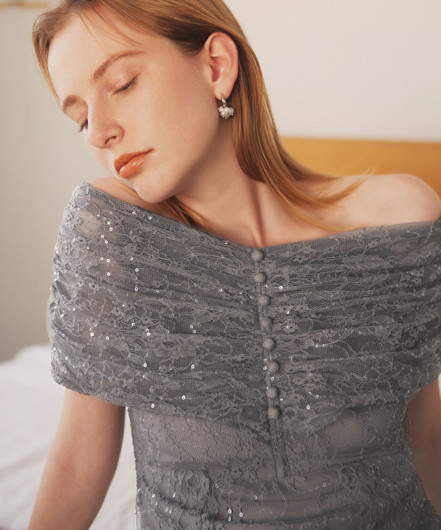 Leja｜LEJA-2WAYレース花柄オフショルダーマーメイドロングワンピース