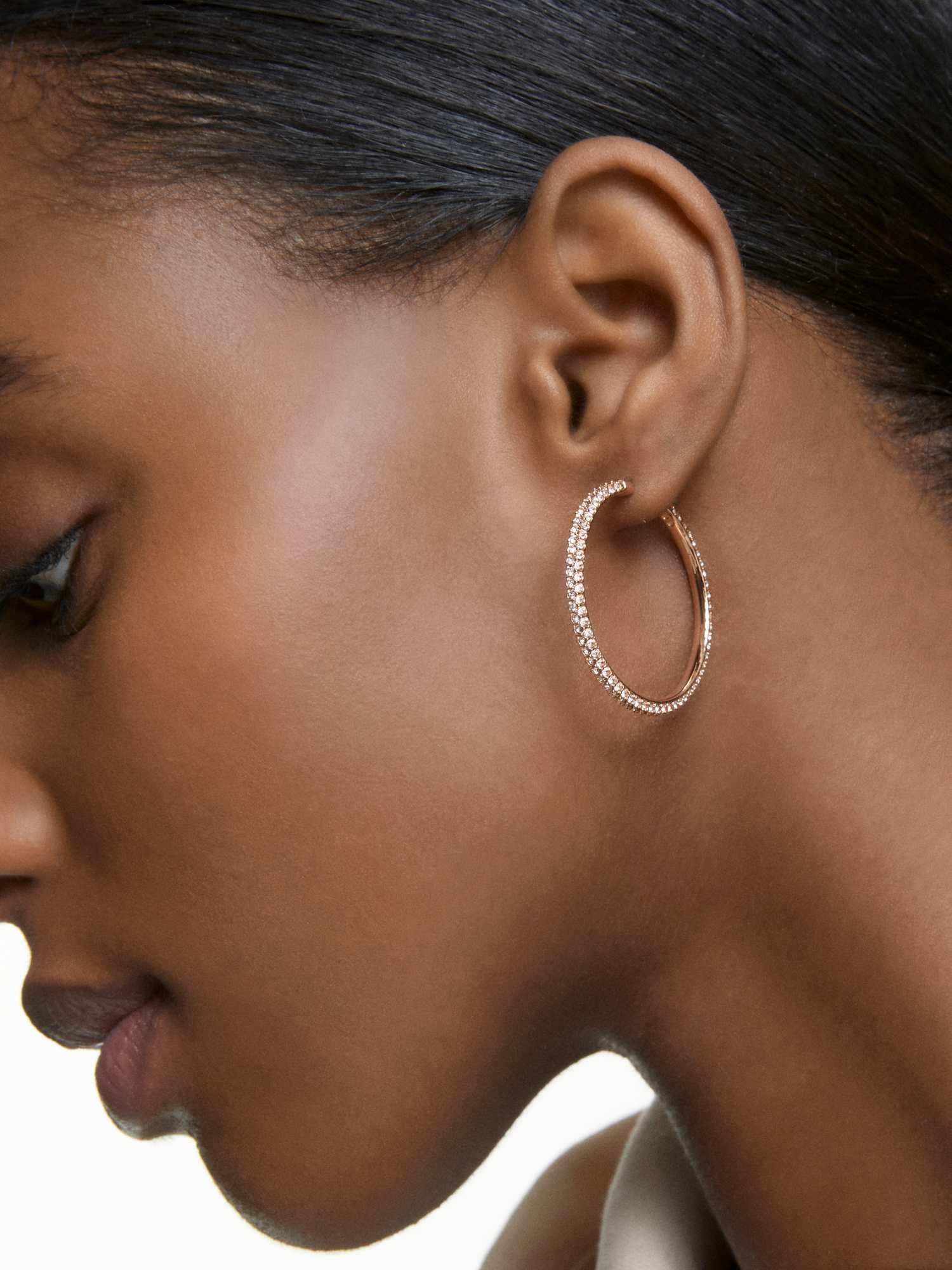 SWAROVSKI Dextera フープピアス パヴェ シルバーカラー Dextera