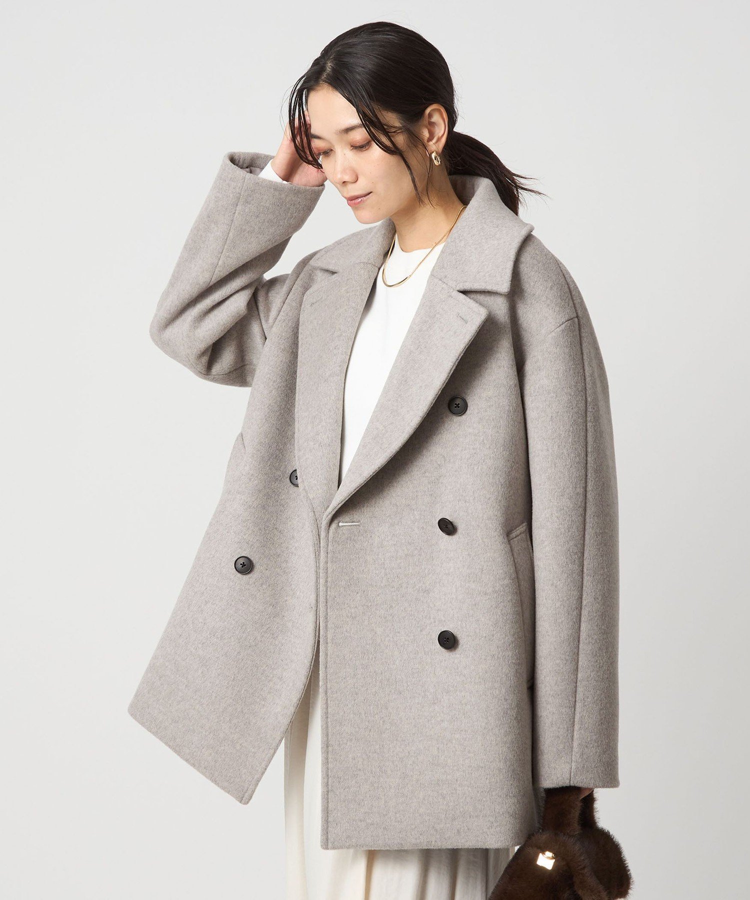 Mignon Rêve ピュアカシミヤ100% コート グレー Aライン 11号 Mignon Rêve ピュアカシミヤ100% コート グレー Aライン 11号