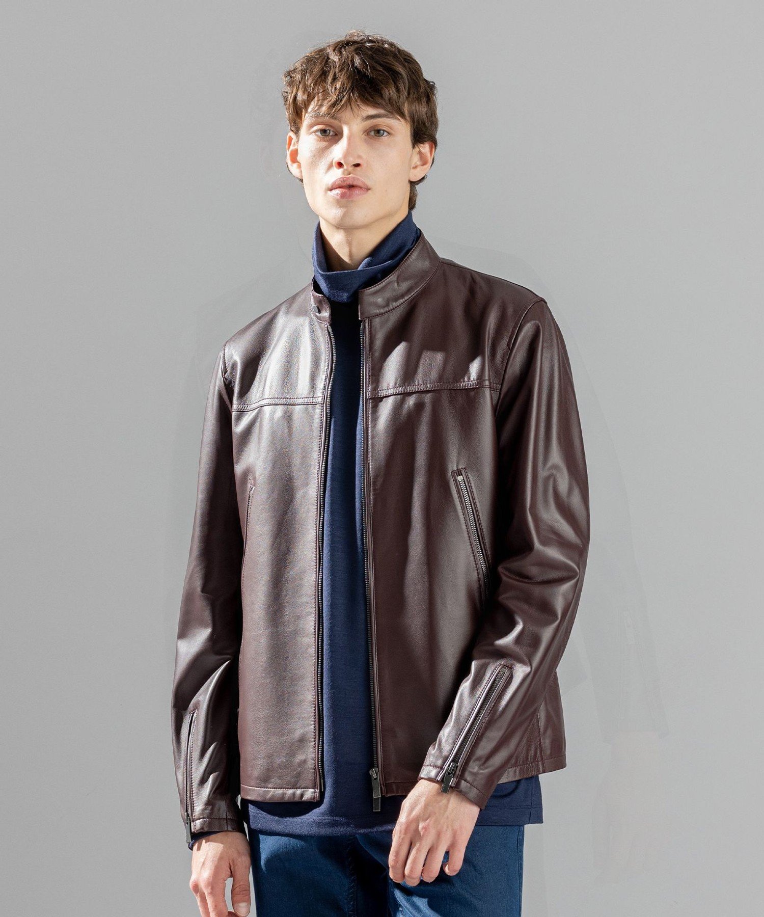 JOSEPH ジョセフ ラムレザー シングルライダースジャケット ブラック