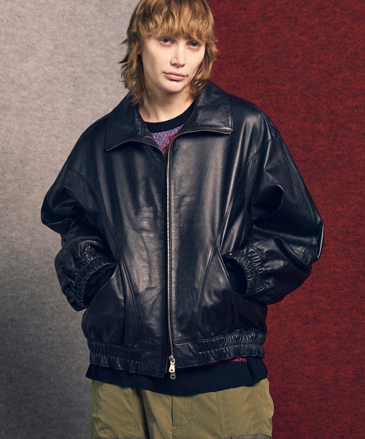 MAISON SPECIAL｜Sheep Leather Stand Collar Blouson | Rakuten