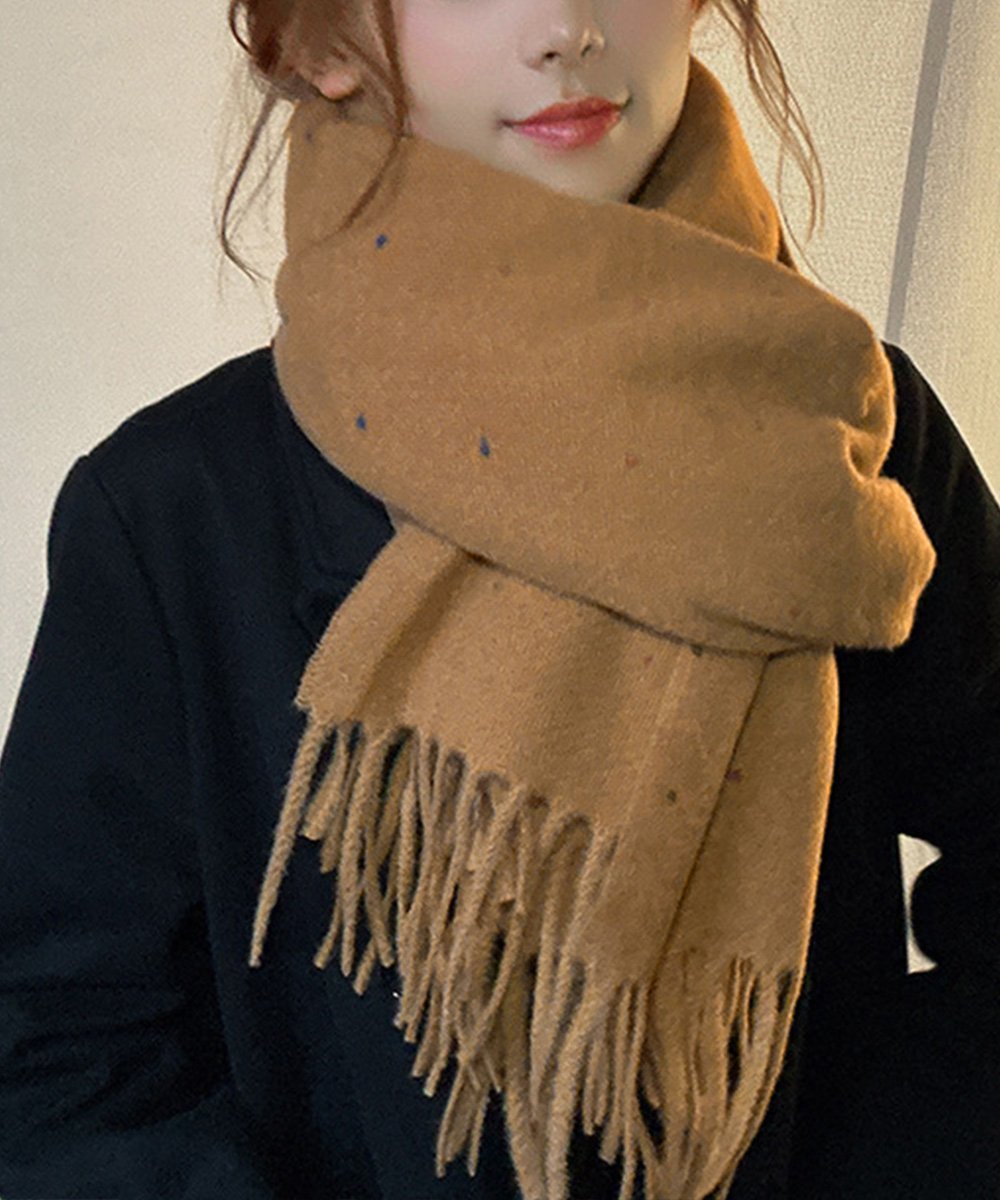 miniministore｜ドット柄 大判マフラーフリンジストール冬 | Rakuten