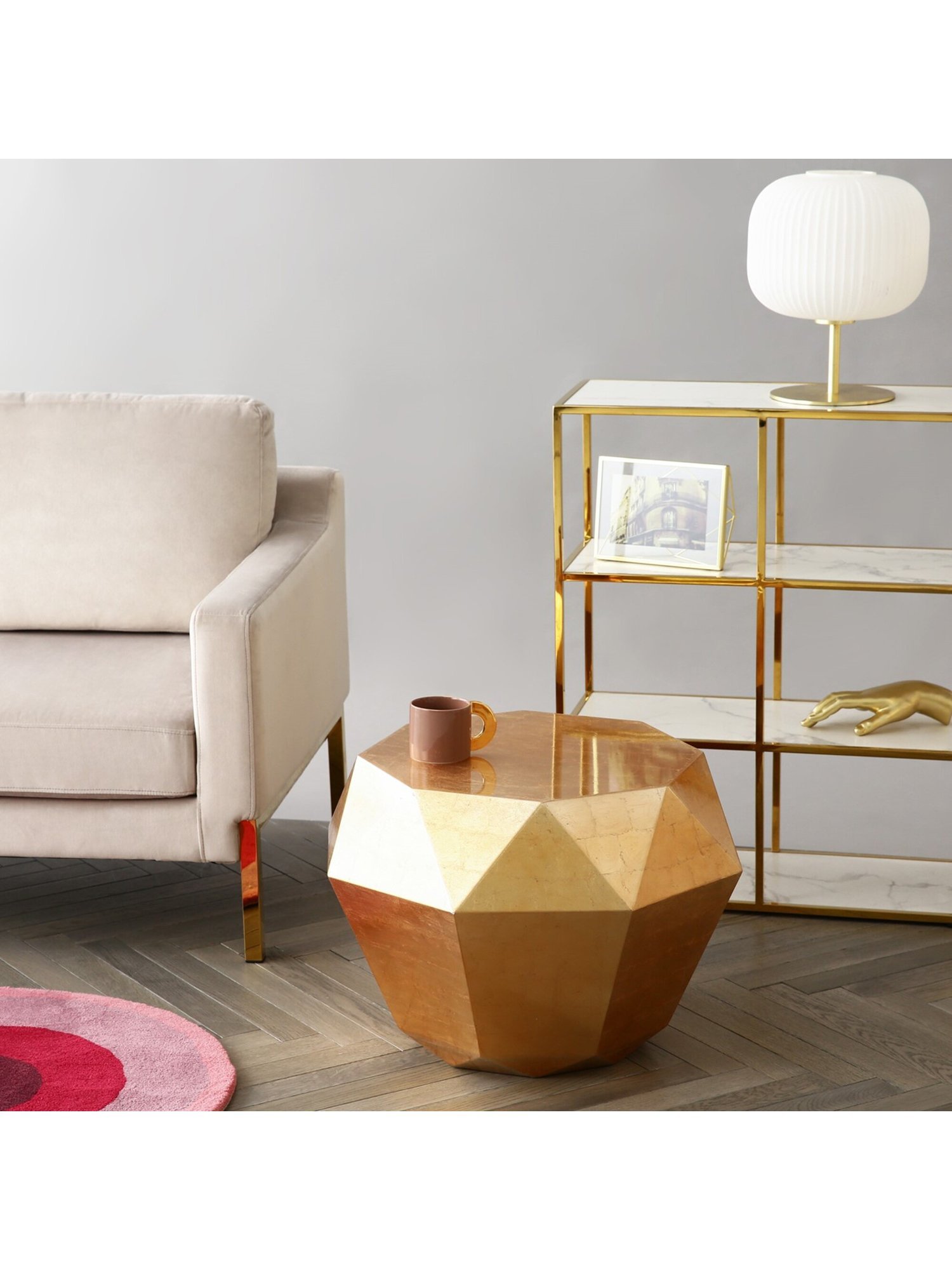 Francfranc サイドテーブル ダイヤモンド型 ゴールド お部屋の
