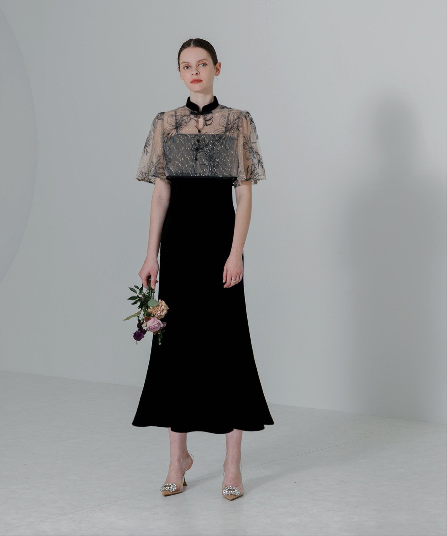 Leja｜LEJA/配色パイピング花柄ボレロ付きベロアマーメイドキャミ