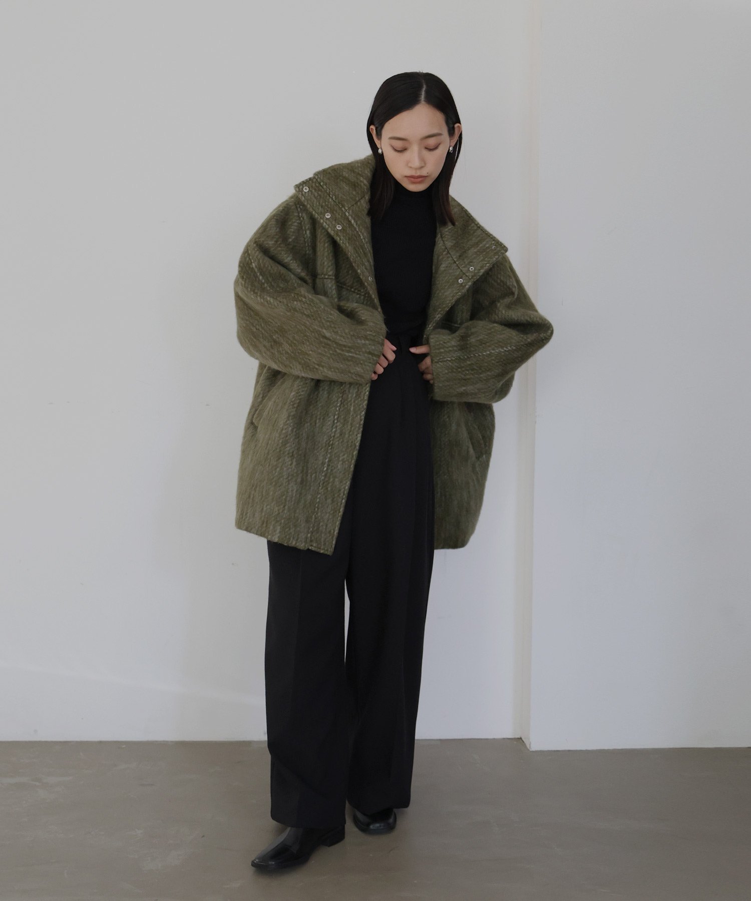 hellam｜シャギースタンドカラーコート | Rakuten Fashion(楽天