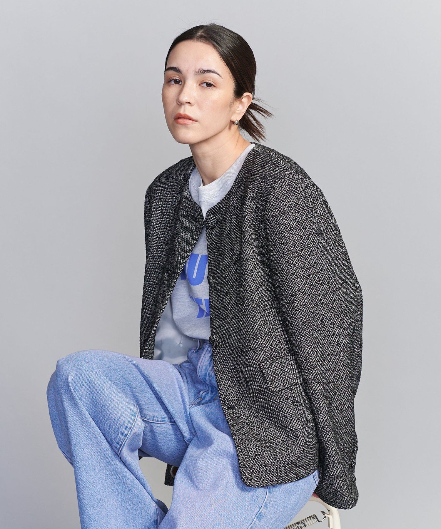 UNITED ARROWS LTD. OUTLET｜ツイードライク ノーカラー ジャケット