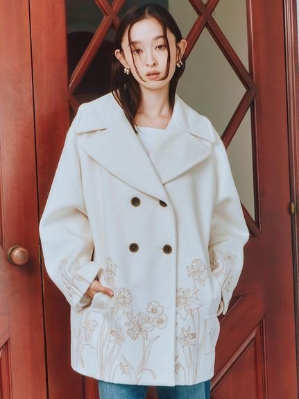 LILY BROWN｜エンブロイダリーコクーンコート | Rakuten Fashion(楽天