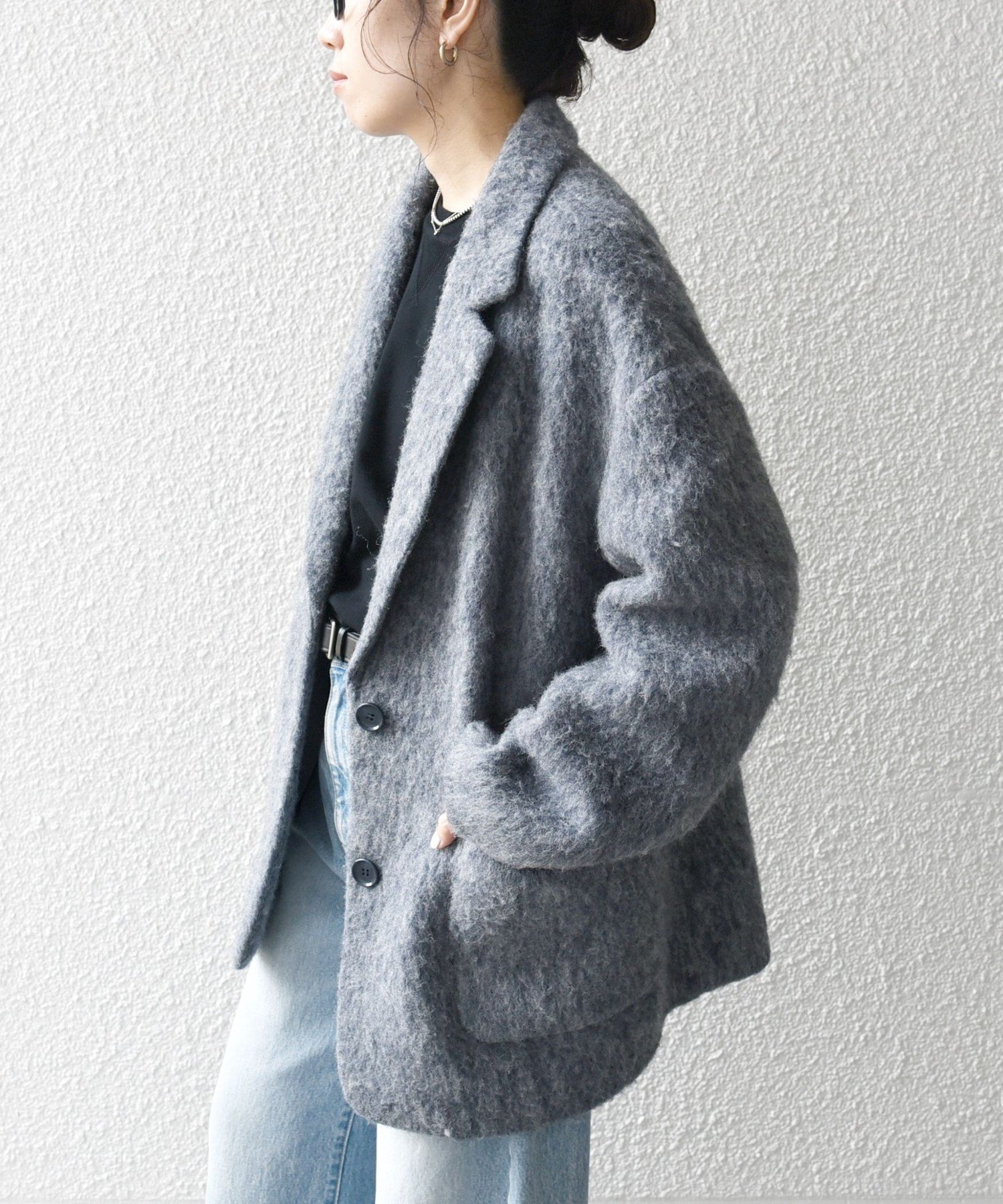 SHIPS｜SHIPS any: ウール ミックス シャギー シングル コート