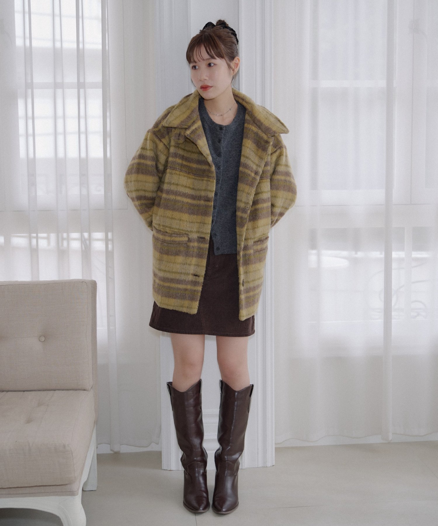 Discoat｜【umm./特別感ある一着】チェックシャギーコート | Rakuten