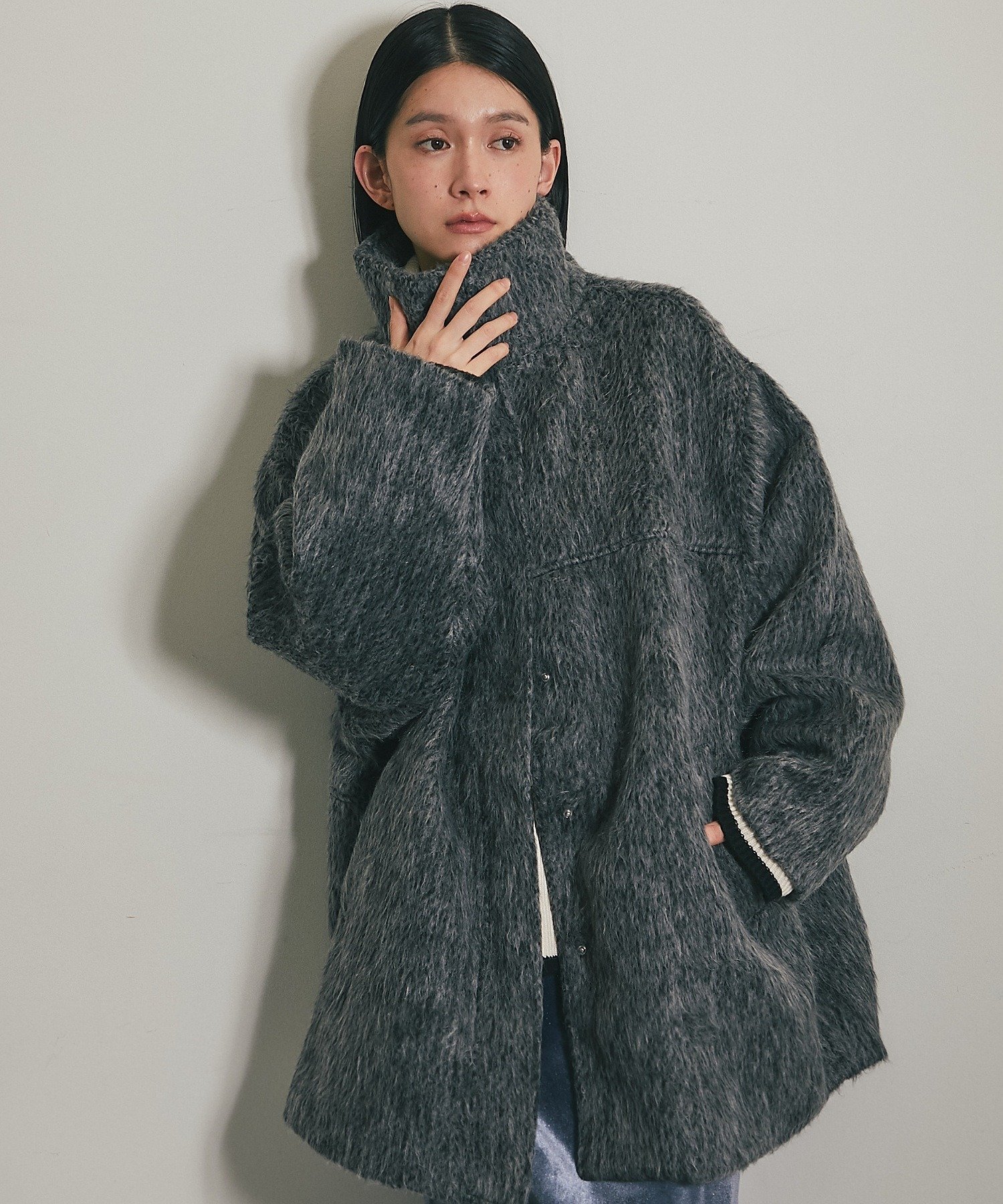 SMILE ORCHID｜シャギースタンドカラーコート | Rakuten Fashion(楽天