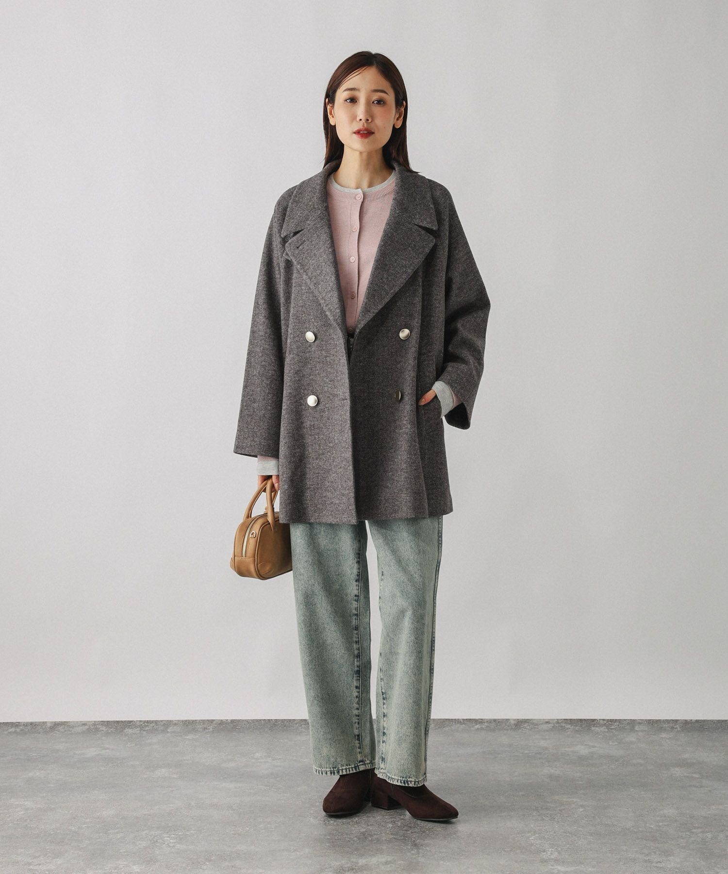 GLOBAL WORK｜軽やかストレッチ襟2WAYミドルコート/499658 | Rakuten