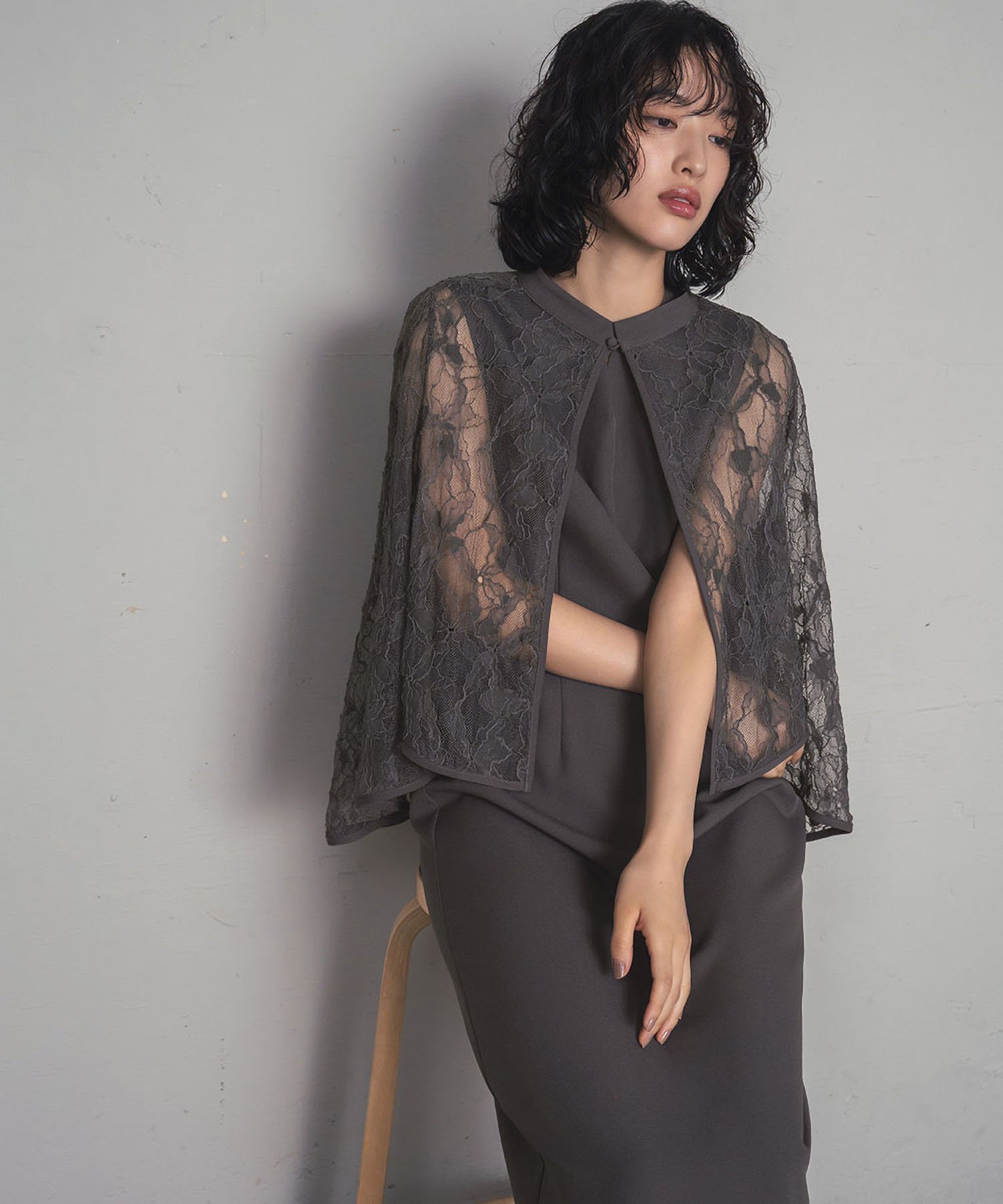 GIRL｜3WAYレースケープIライン ロング 結婚式 ワンピース パーティー