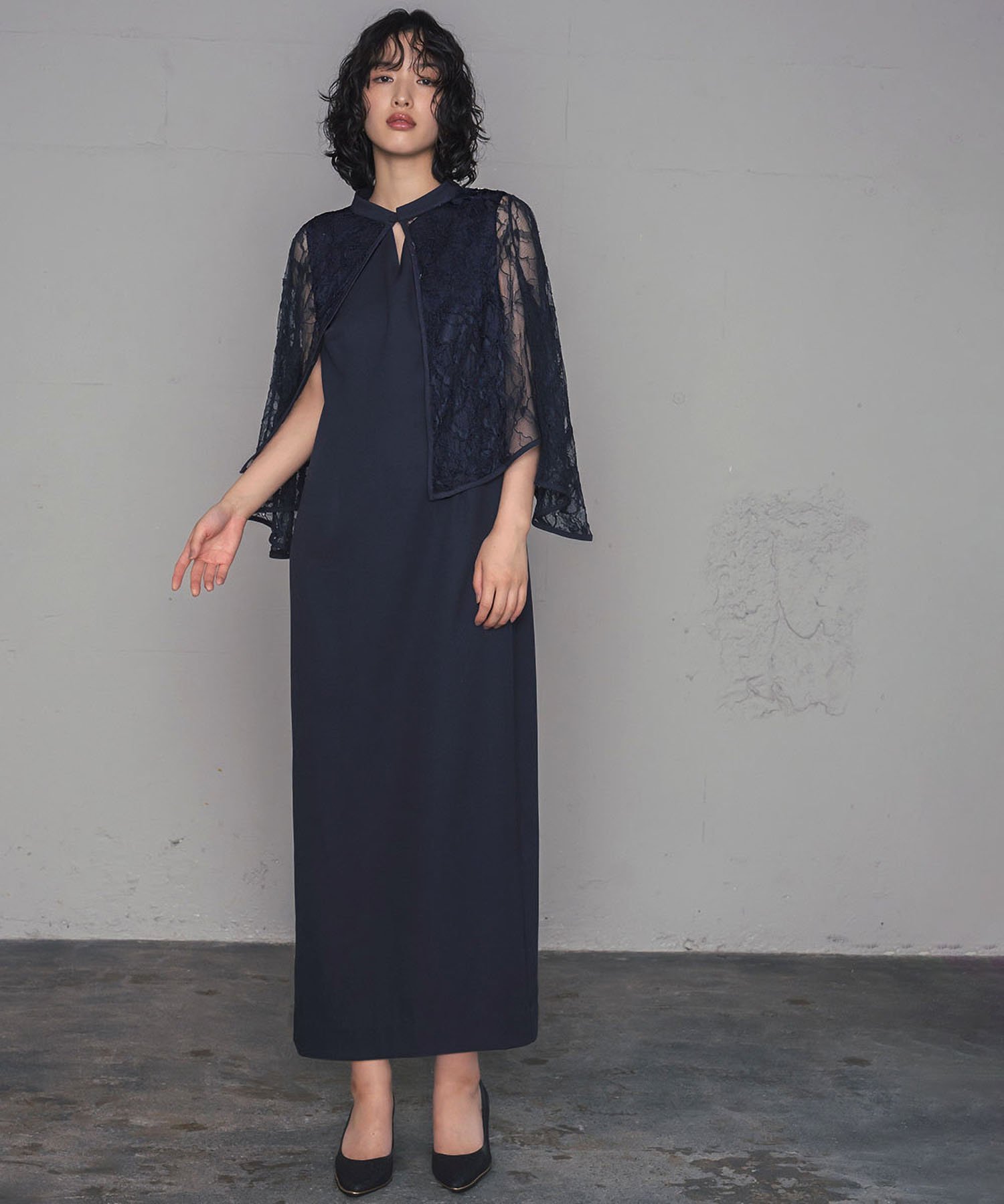 GIRL｜3WAYレースケープIライン ロング 結婚式 ワンピース パーティー