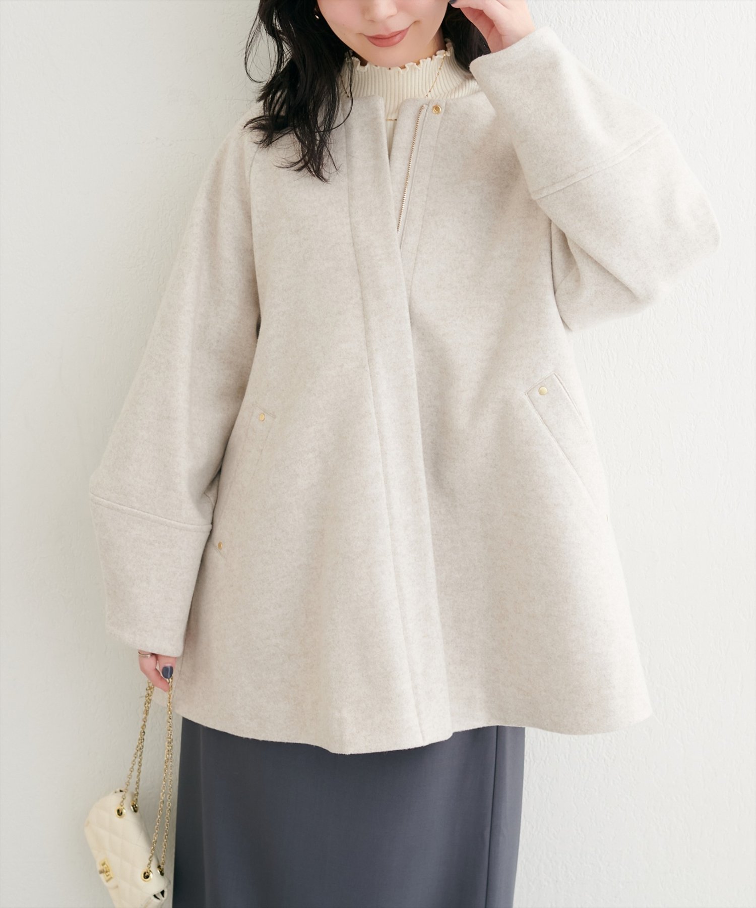 〈osono〉２WAYノーカラーコート【モカ】 セール】〈osono〉2WAYノーカラーコート（ノーカラーコート