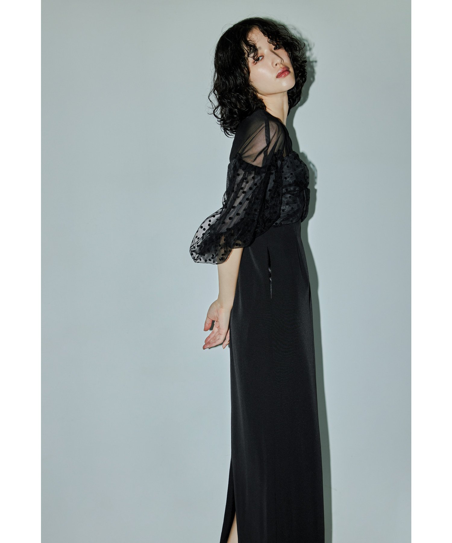 bflat｜フロッキードットワンピース パーティードレス オケージョン