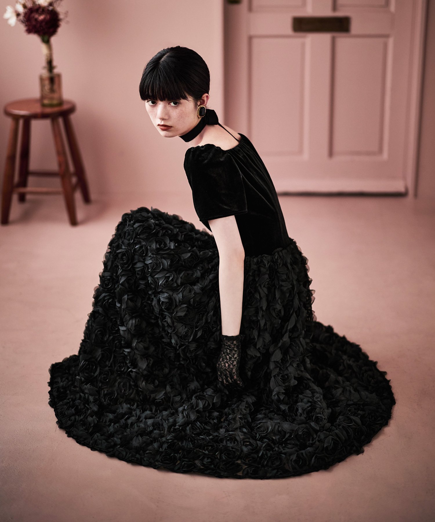 bflat｜ベロアロゼットフレアドレス | Rakuten Fashion(楽天