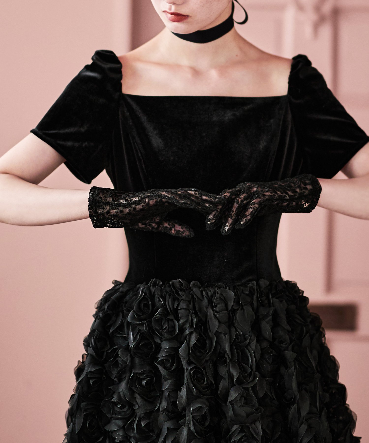 bflat｜ベロアロゼットフレアドレス | Rakuten Fashion(楽天