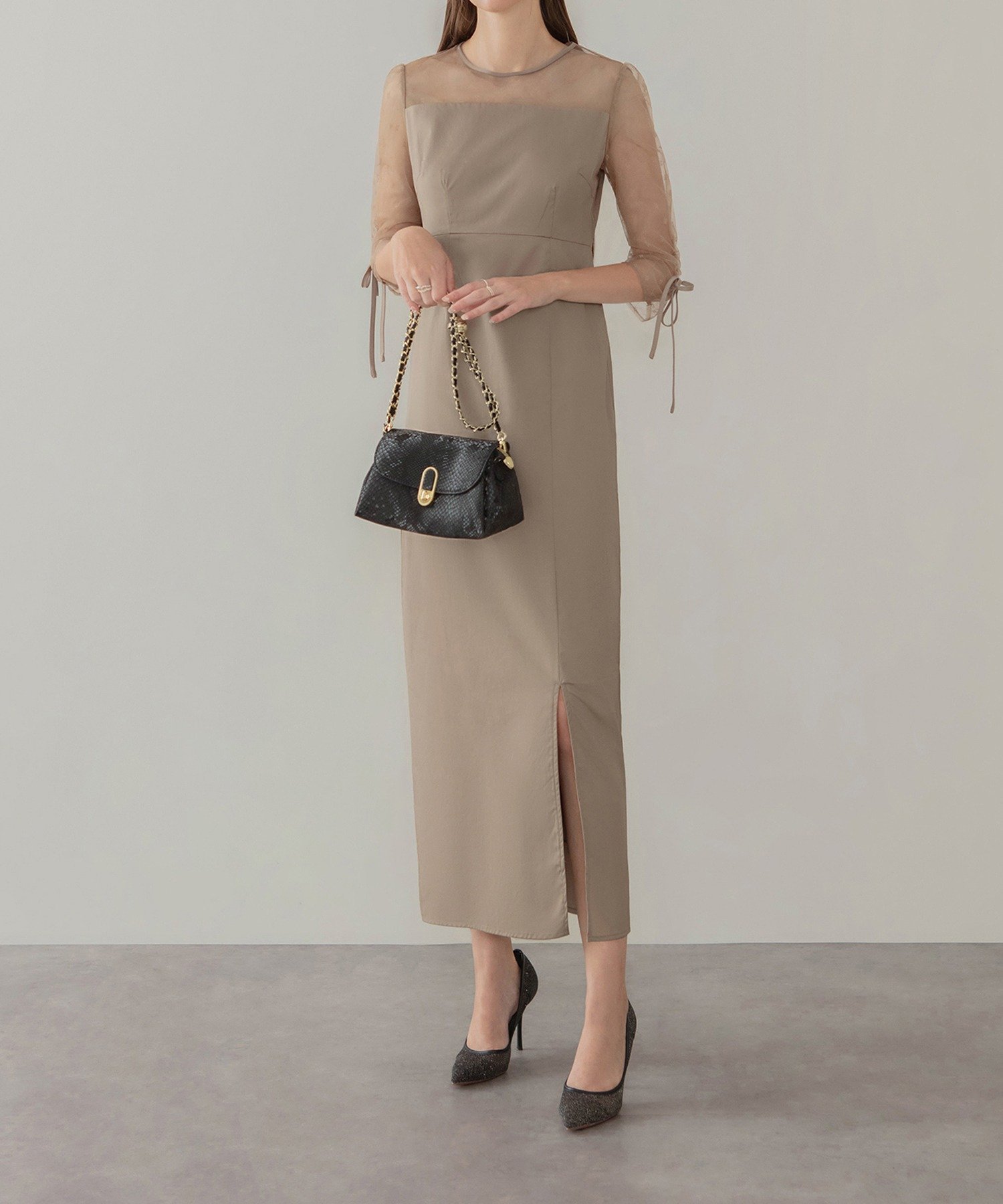 Leja｜ドットストーンペプラムチュールワンピースドレス結婚式