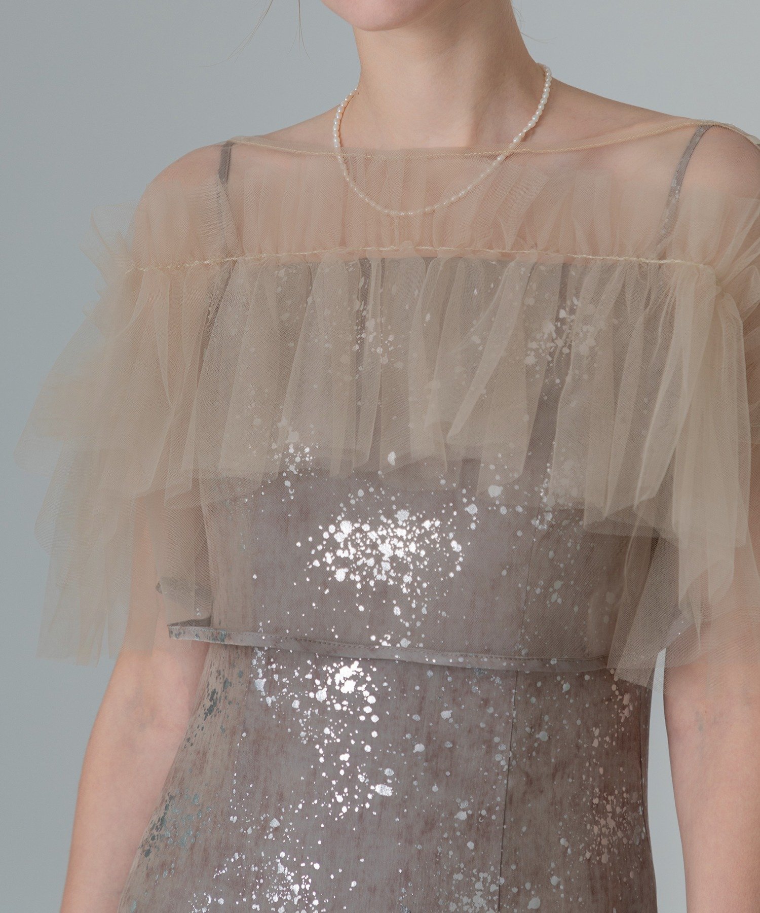 Leja｜LEJA-チュールフリルボレロペイントマーメイドワンピースドレス