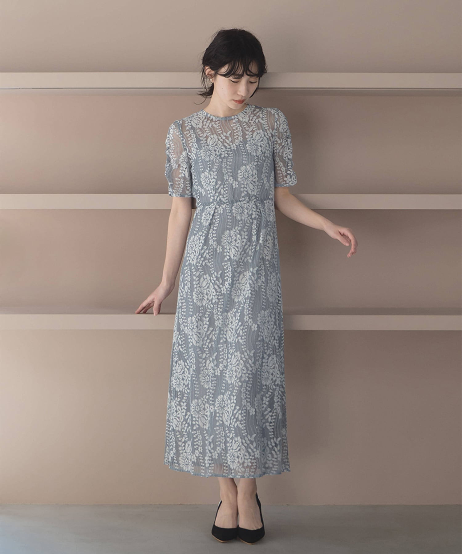 kaene｜配色レースエプロンワンピース|結婚式二次会同窓会謝恩会